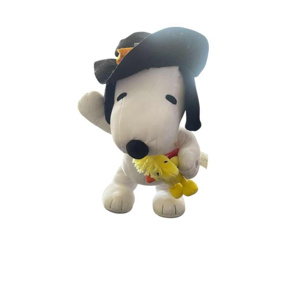 Peanuts Kids White Black Snoopy & Woodstock Pilgrim Side-stepper Music Plush OS